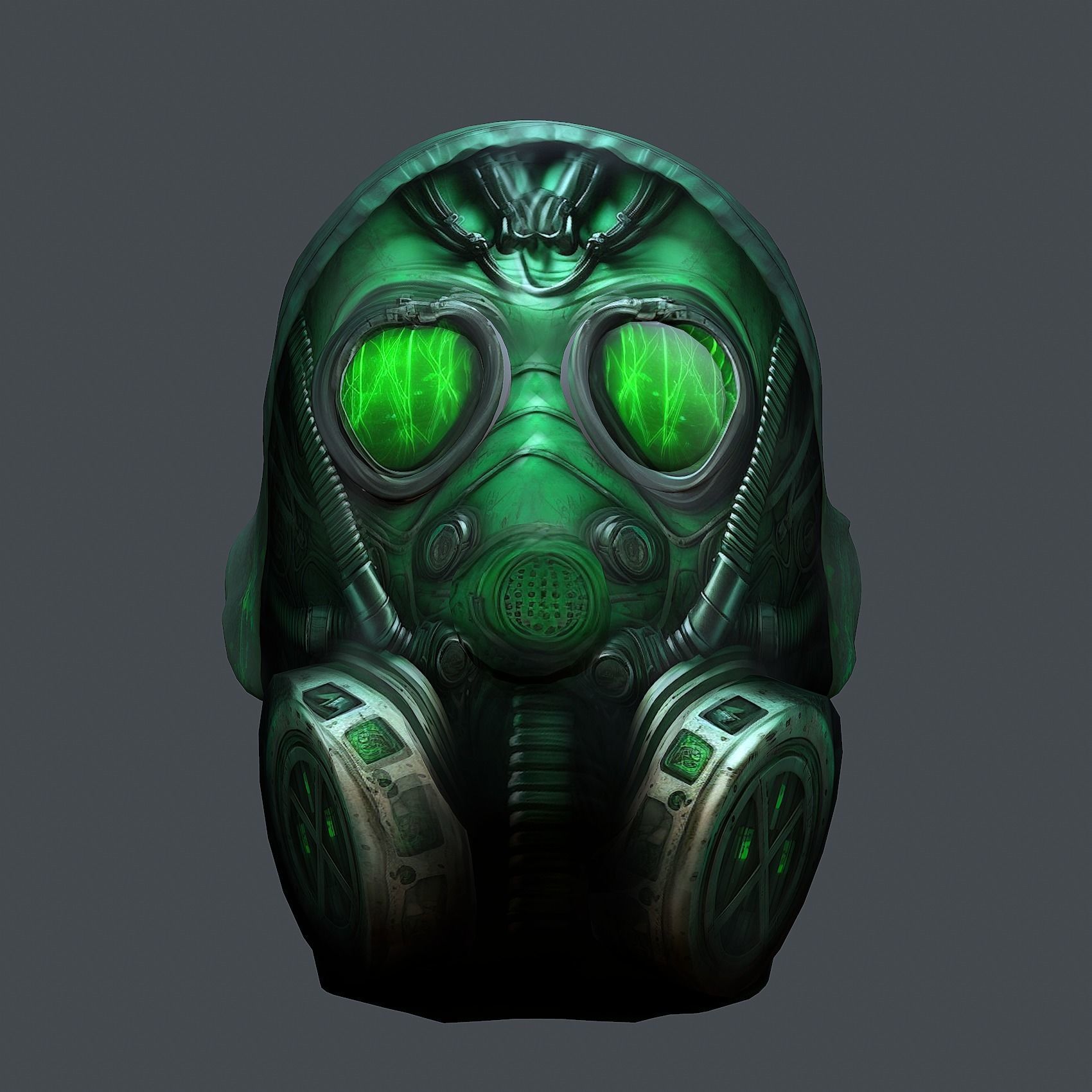 Gas mask helmet 3d model military combat fantasy cyborg Low-poly 3D model_7