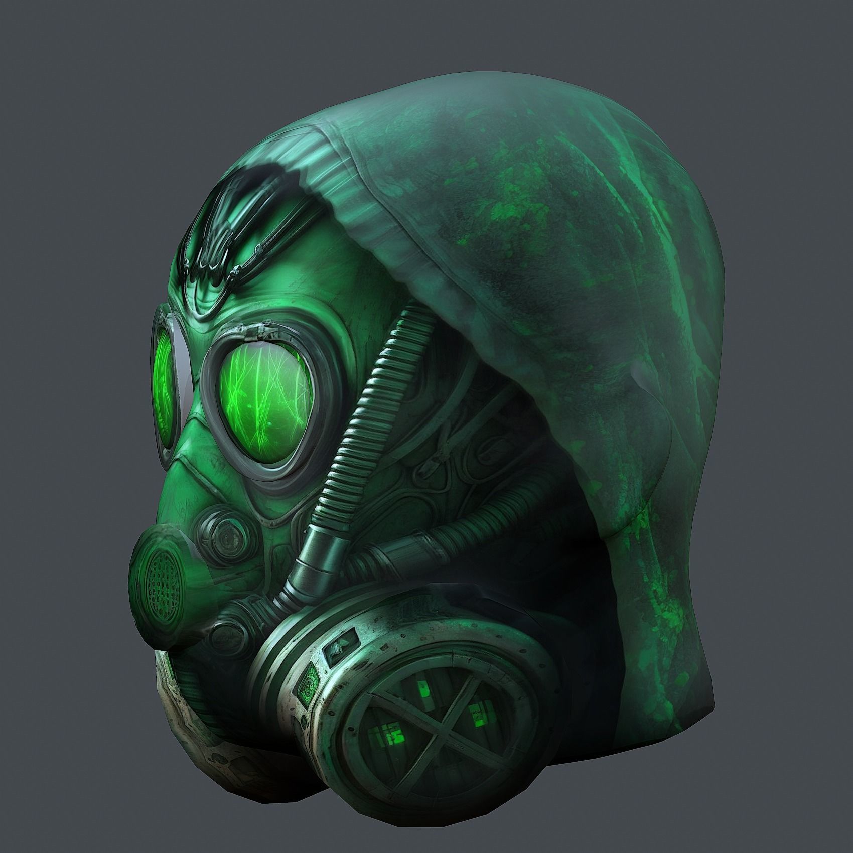 Gas mask helmet 3d model military combat fantasy cyborg Low-poly 3D model_4