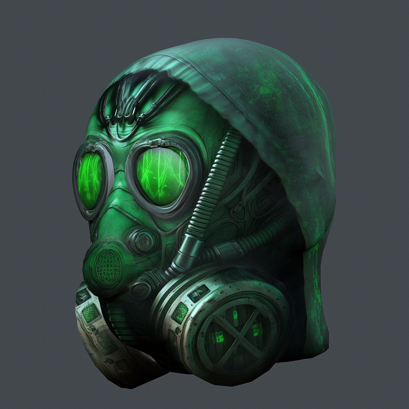 Gas mask helmet 3d model military combat fantasy cyborg Low-poly 3D model_3
