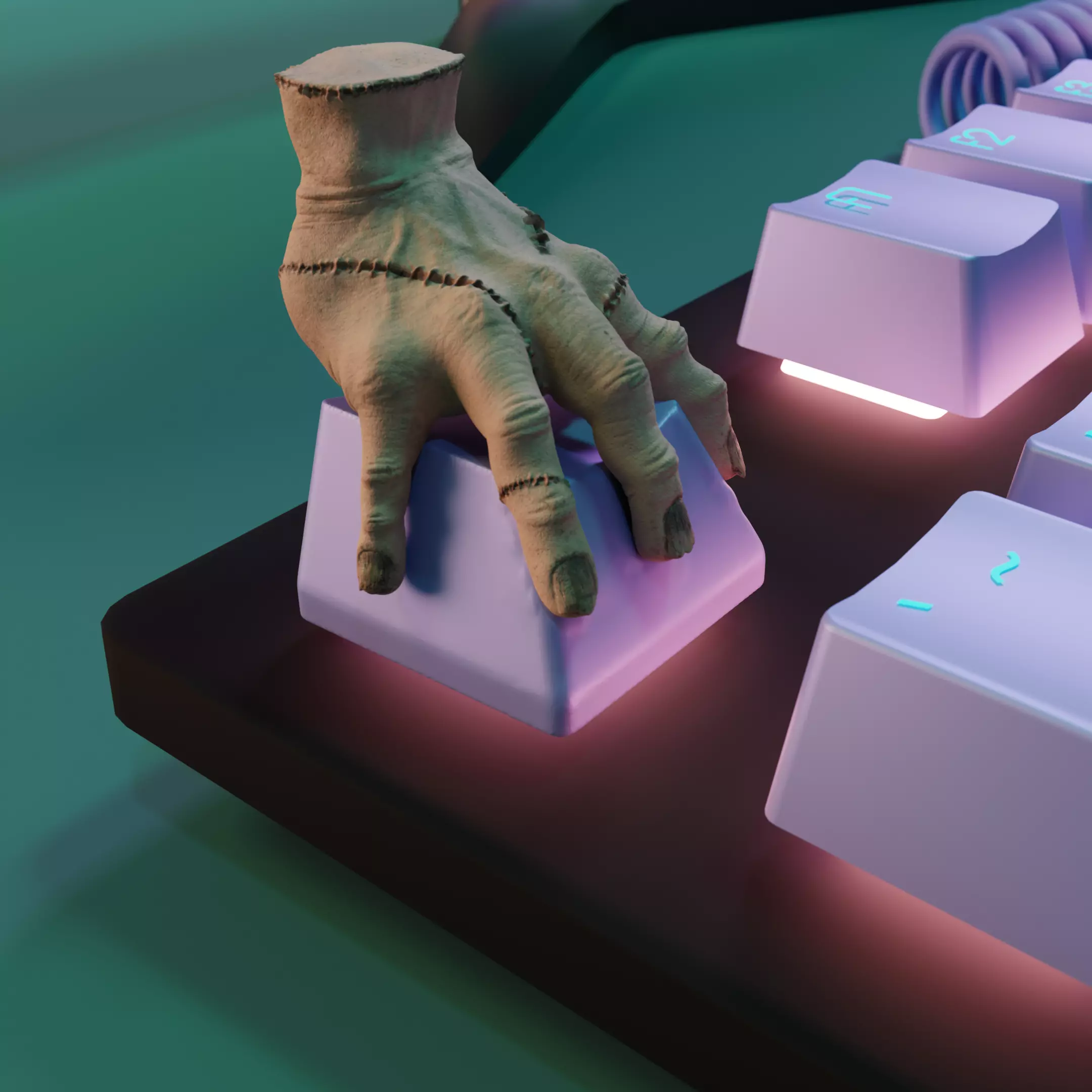 Thing Keycap from the Adams Family STL File 3D Keycap 3D print model_0