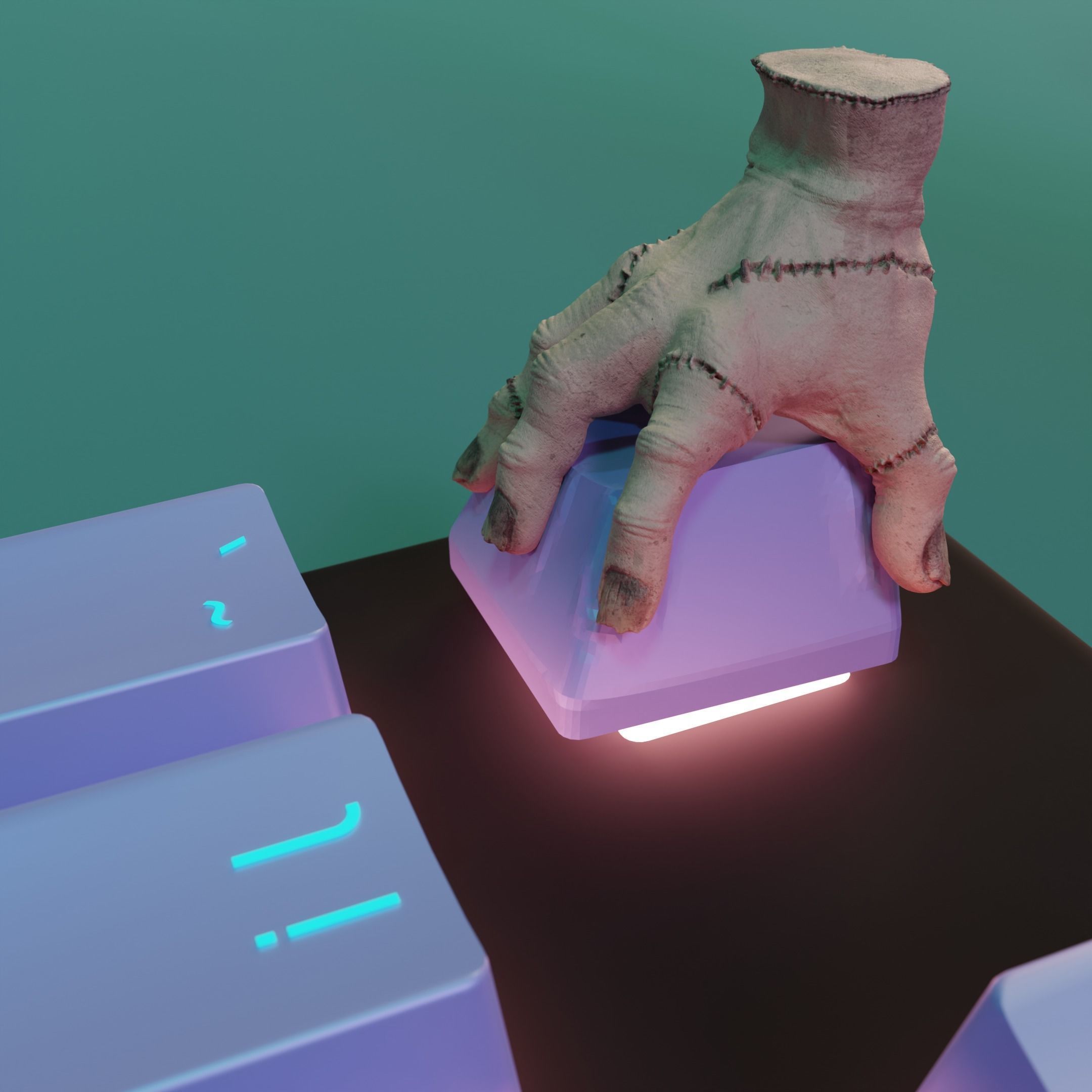 Thing Keycap from the Adams Family STL File 3D Keycap 3D print model_2