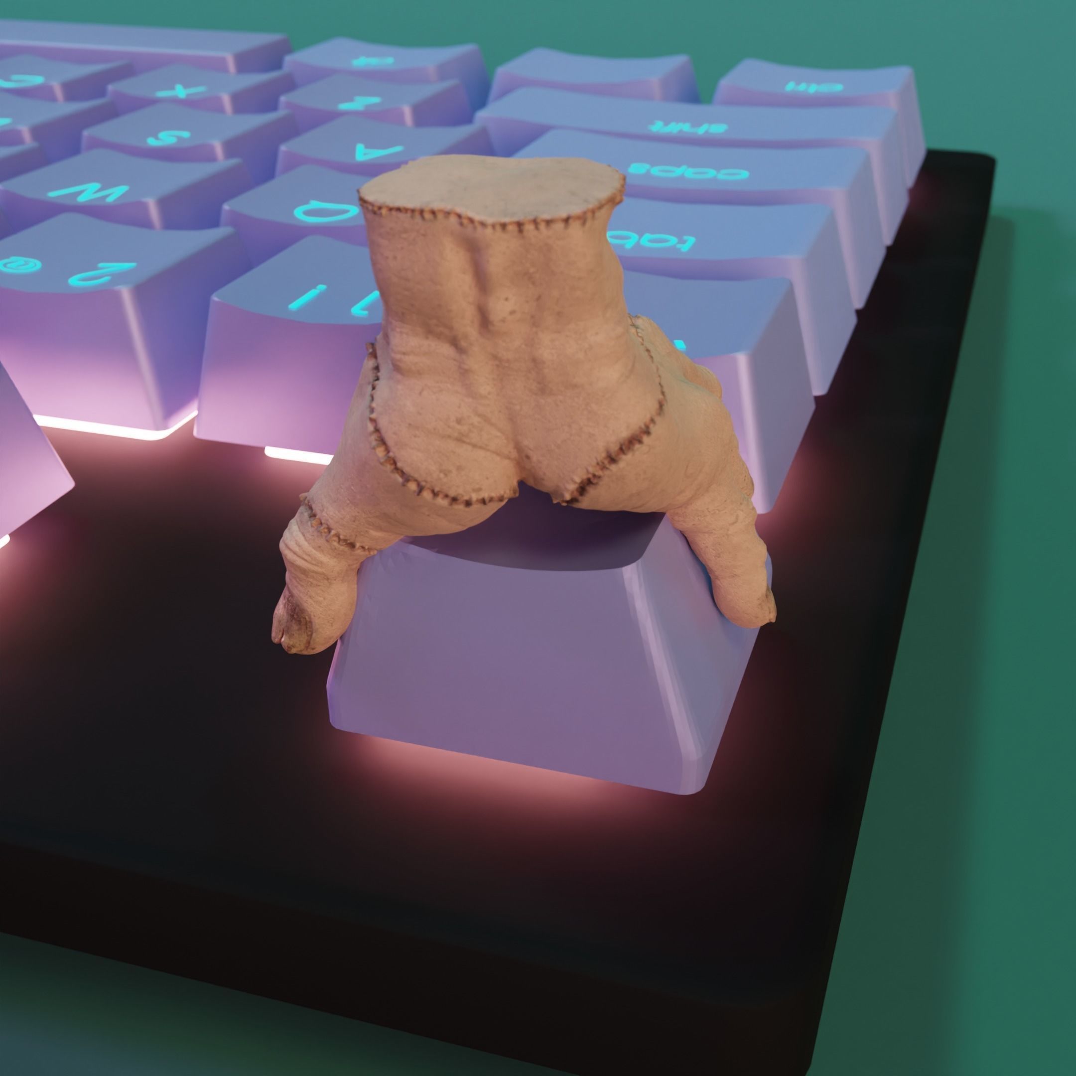 Thing Keycap from the Adams Family STL File 3D Keycap 3D print model_3