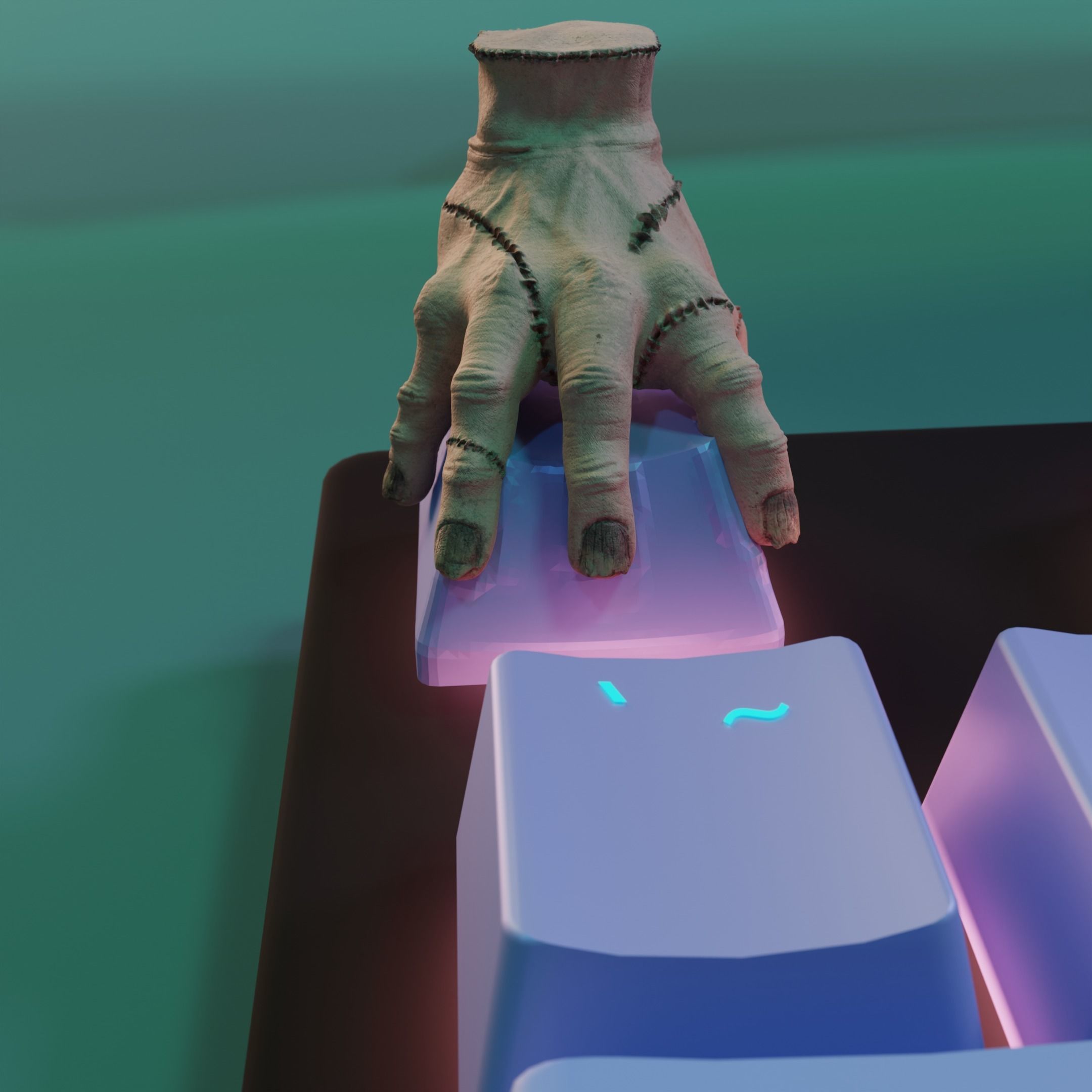 Thing Keycap from the Adams Family STL File 3D Keycap 3D print model_1