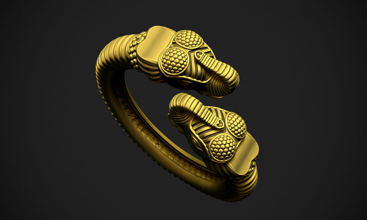 Elephant Heads Ring 3D print model_7