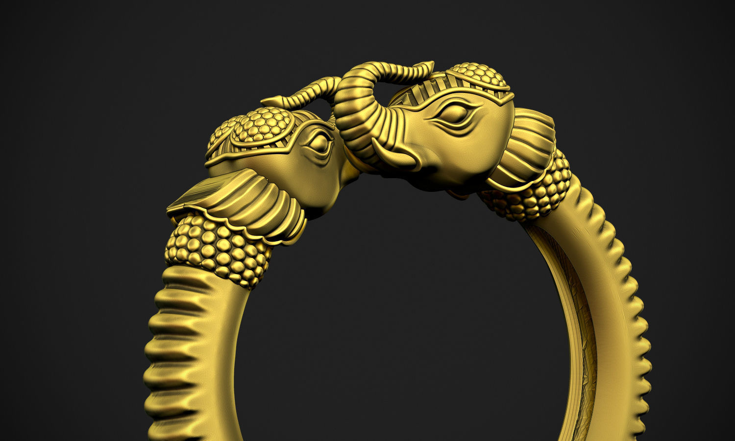 Elephant Heads Ring 3D print model_2