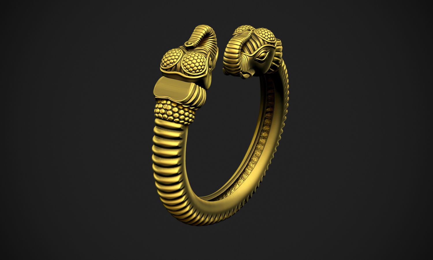 Elephant Heads Ring 3D print model_3