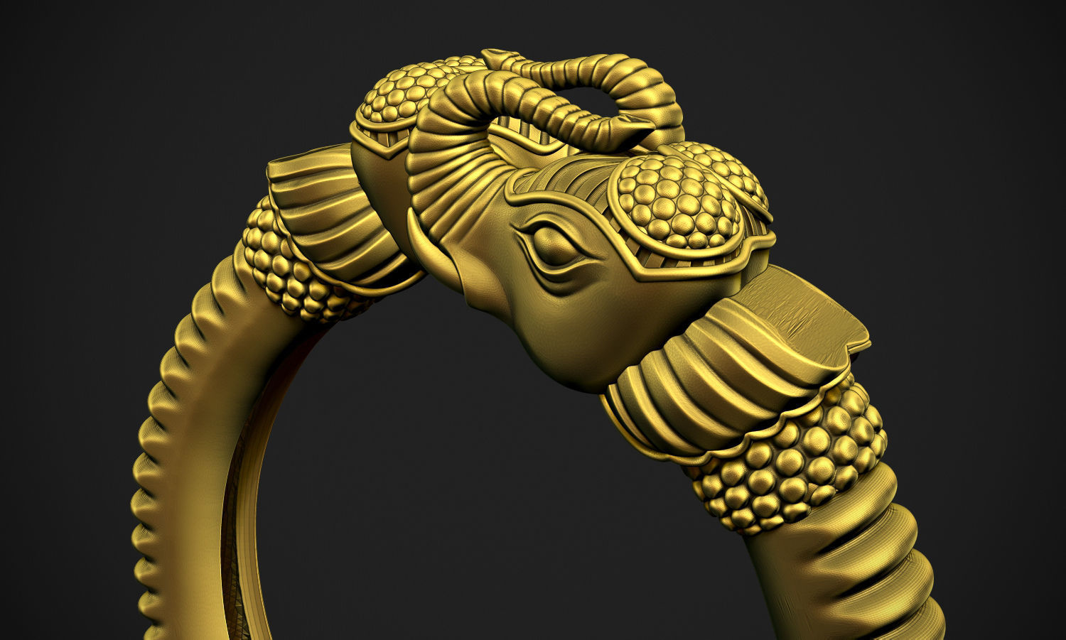 Elephant Heads Ring 3D print model_8