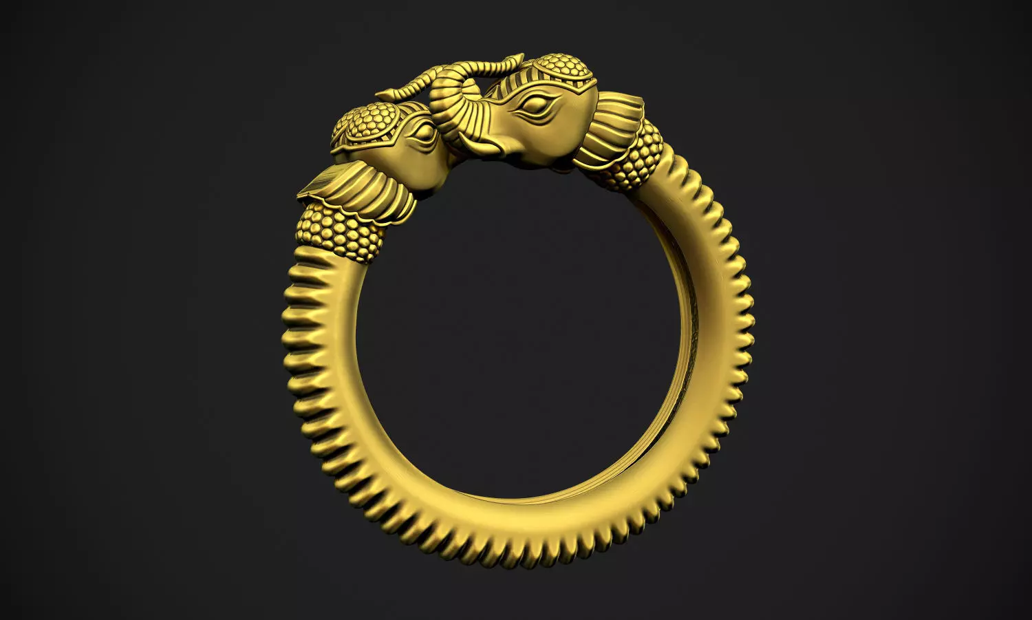 Elephant Heads Ring 3D print model_0