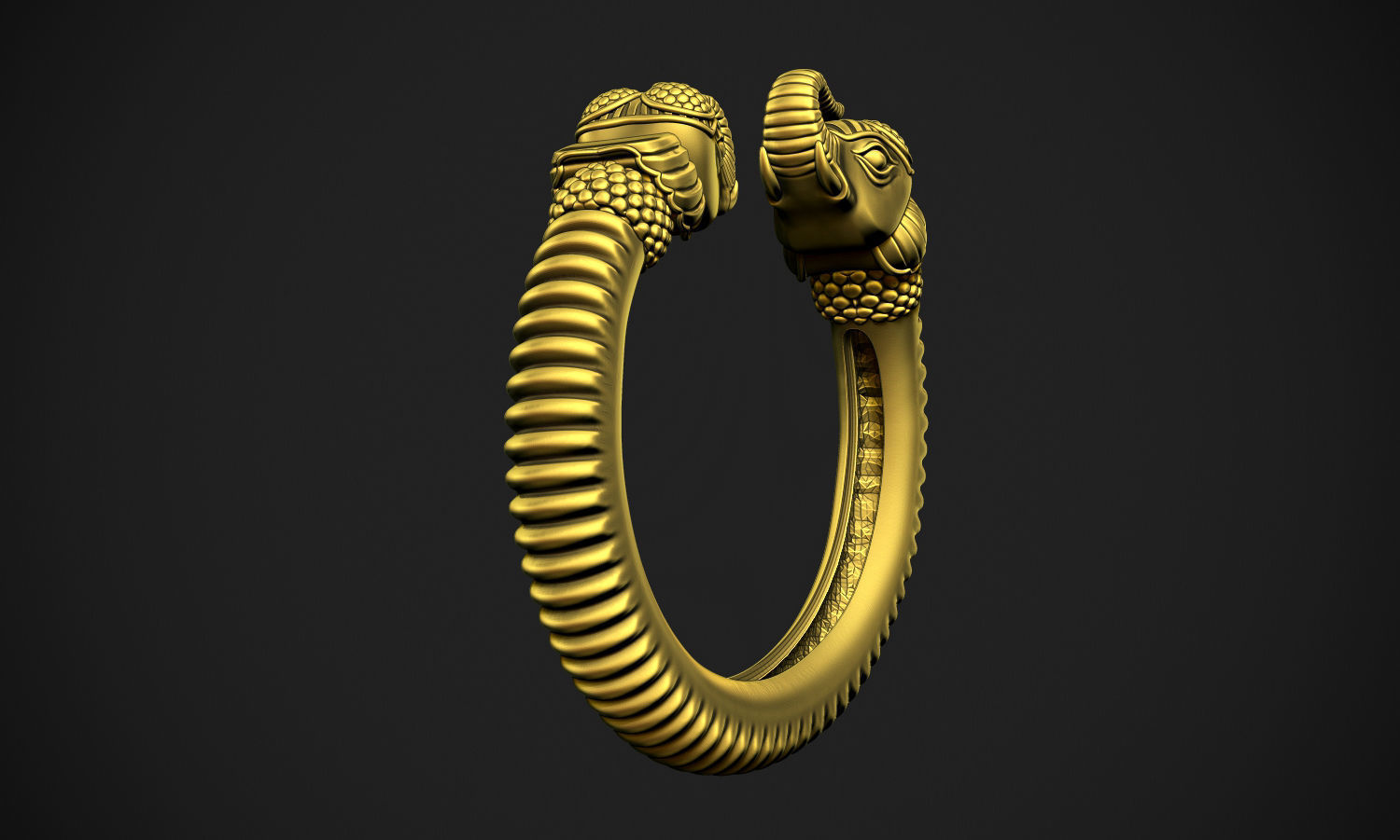 Elephant Heads Ring 3D print model_5
