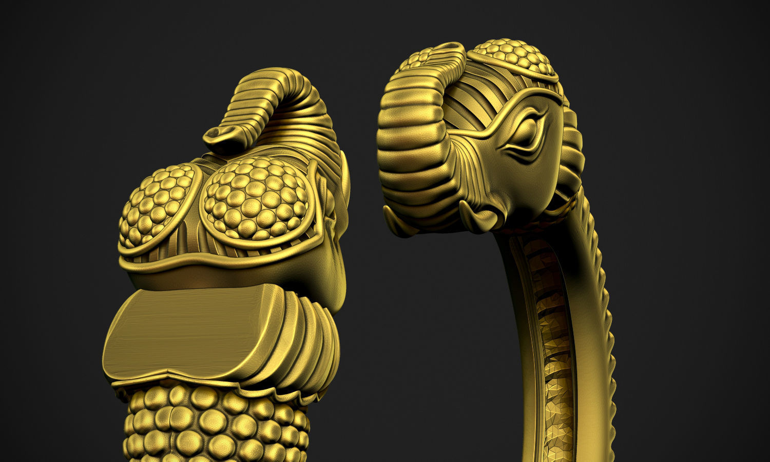 Elephant Heads Ring 3D print model_9