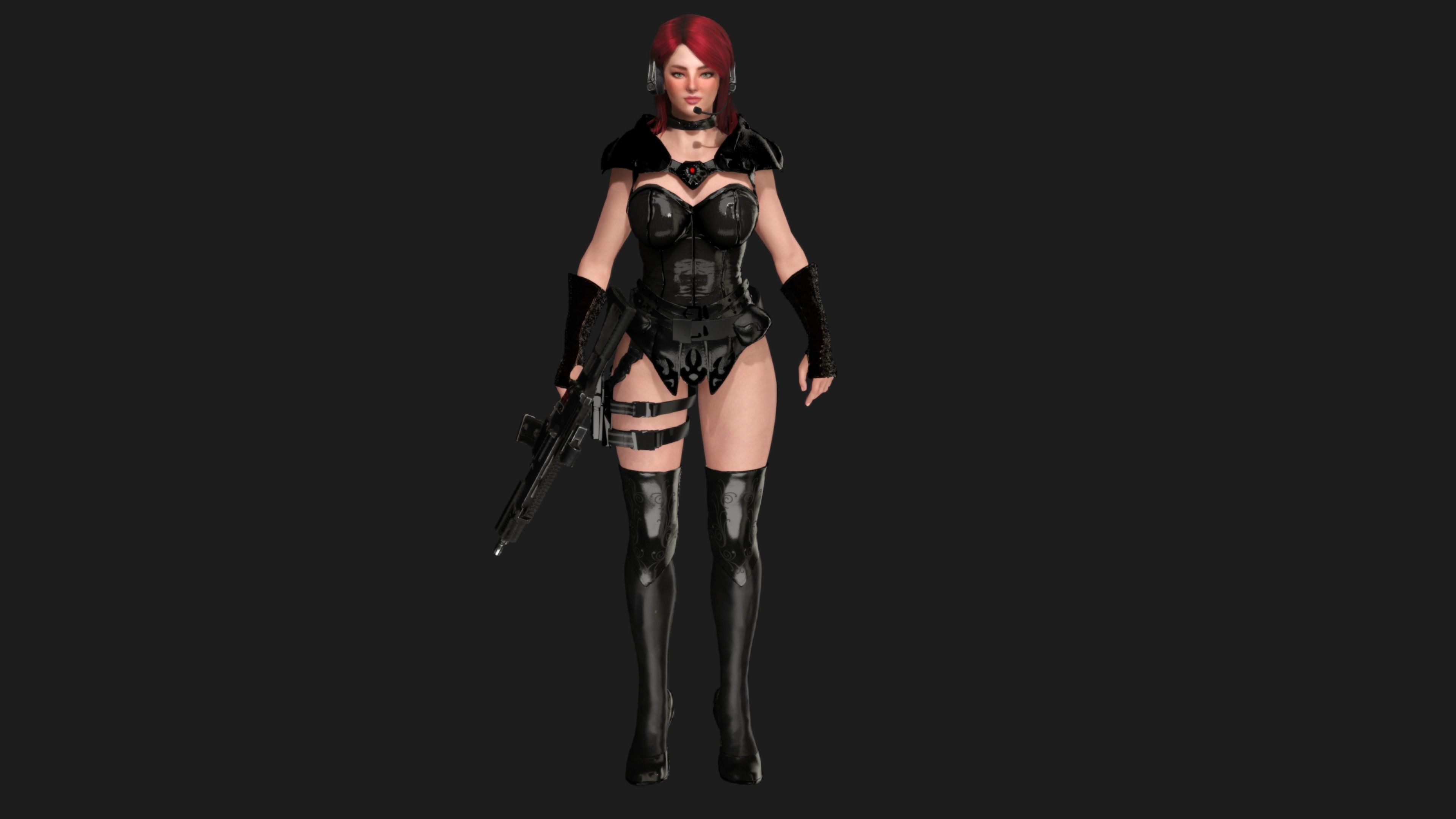 AAA 3D REALISTIC CHARACTER SEXY SNIPER - HUMAN RIG GAME READY Low-poly 3D model_14