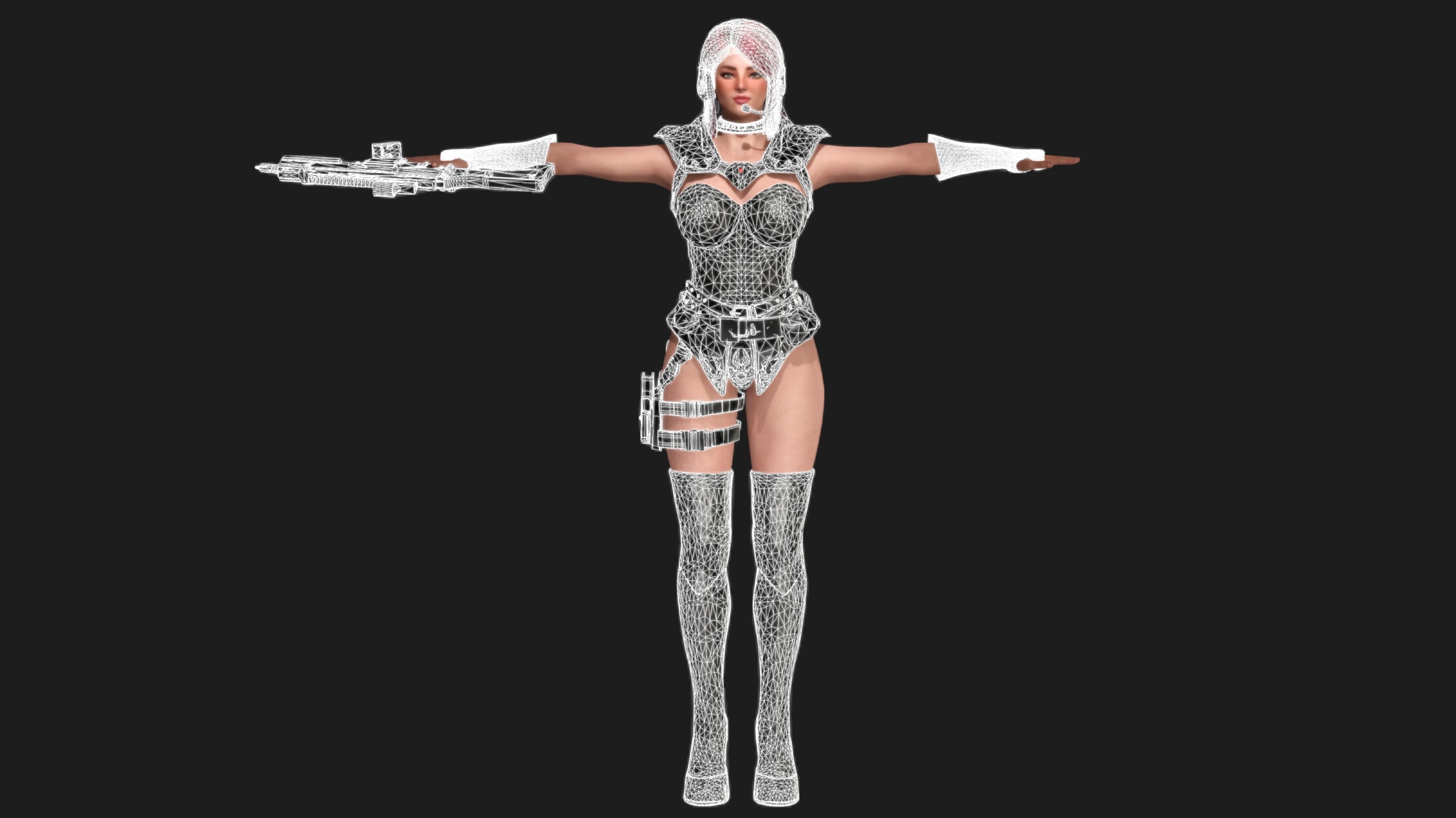 AAA 3D REALISTIC CHARACTER SEXY SNIPER - HUMAN RIG GAME READY Low-poly 3D model_20