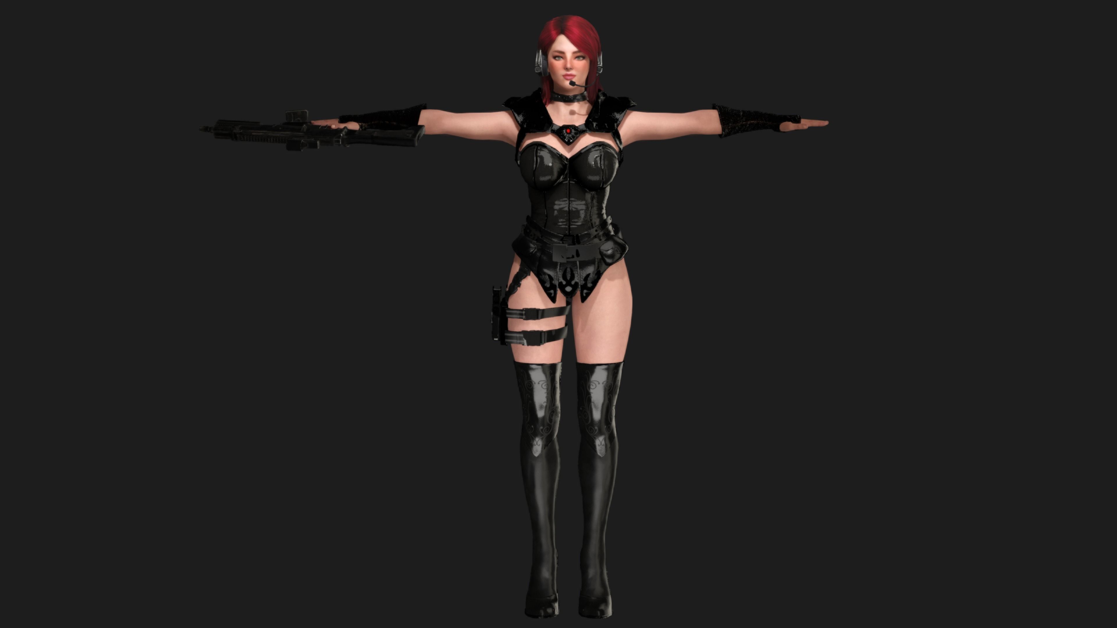AAA 3D REALISTIC CHARACTER SEXY SNIPER - HUMAN RIG GAME READY Low-poly 3D model_19