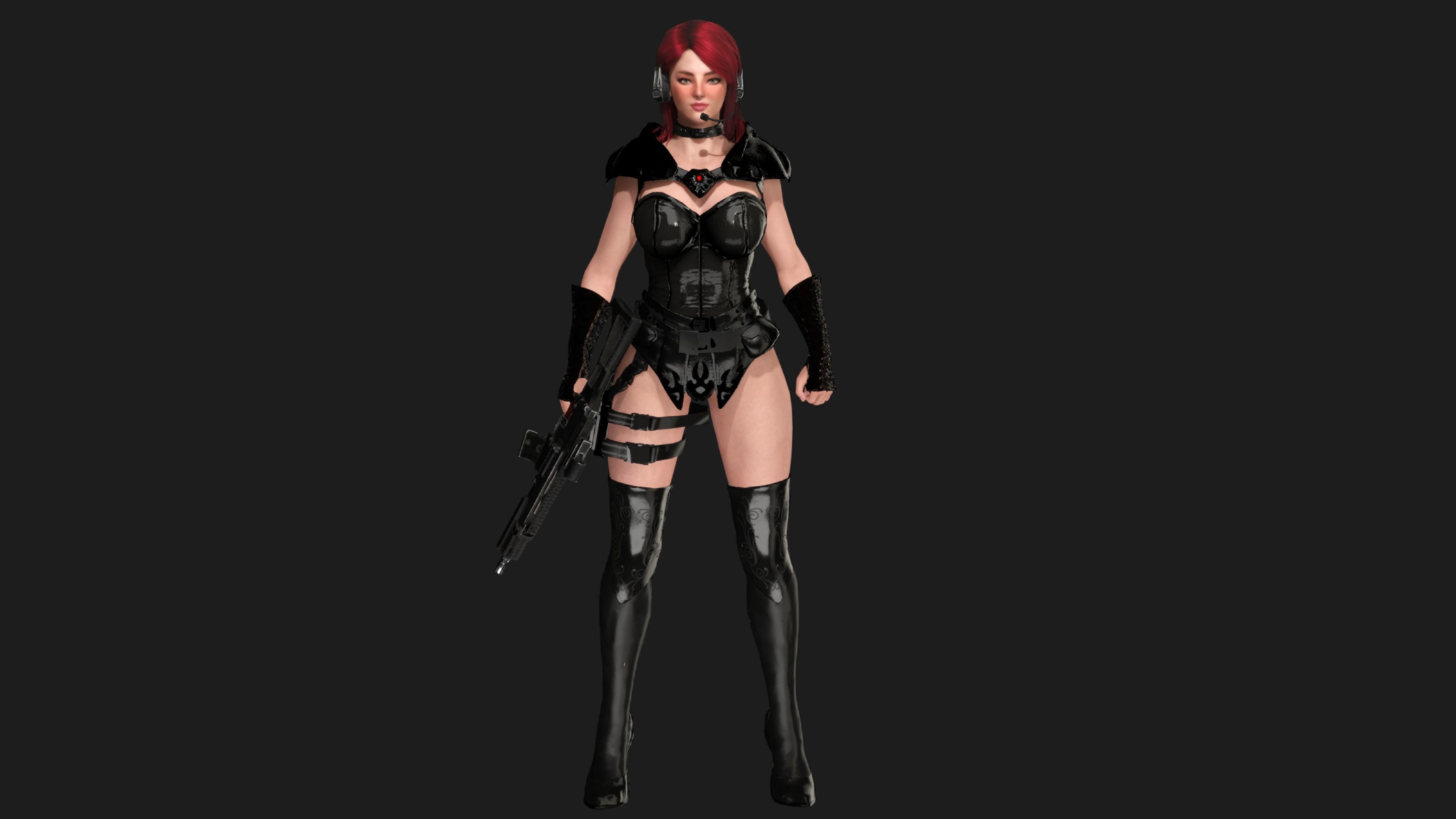 AAA 3D REALISTIC CHARACTER SEXY SNIPER - HUMAN RIG GAME READY Low-poly 3D model_1