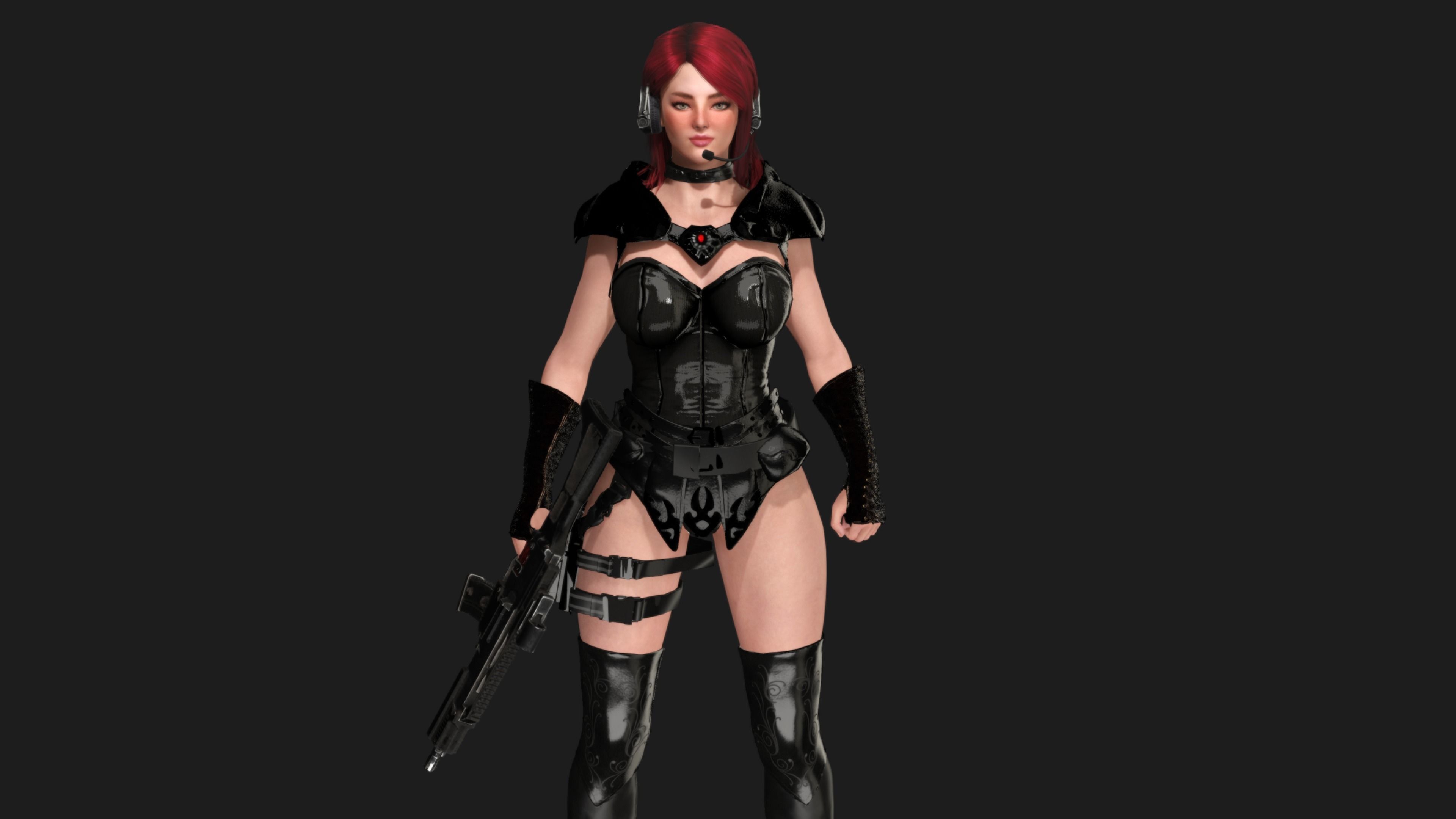 AAA 3D REALISTIC CHARACTER SEXY SNIPER - HUMAN RIG GAME READY Low-poly 3D model_2