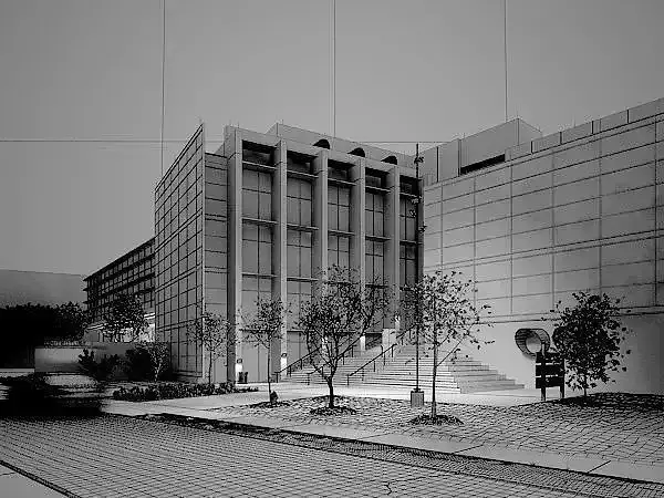 Glass Office Building And Street Light