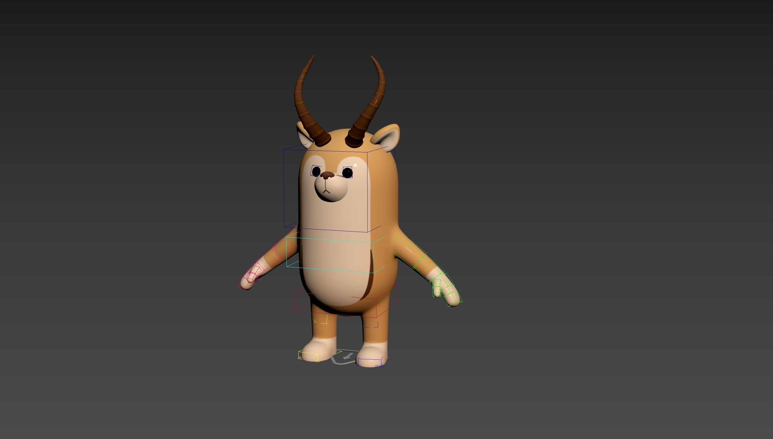 Rigged Antelope Character 3D model_17