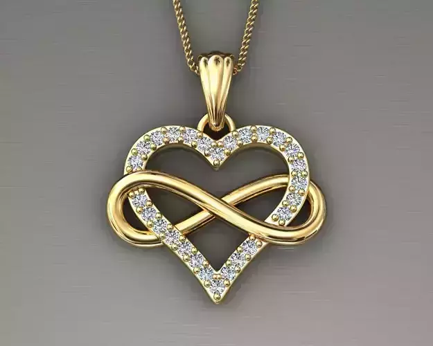 heart pendant infinity diamond 3D print model