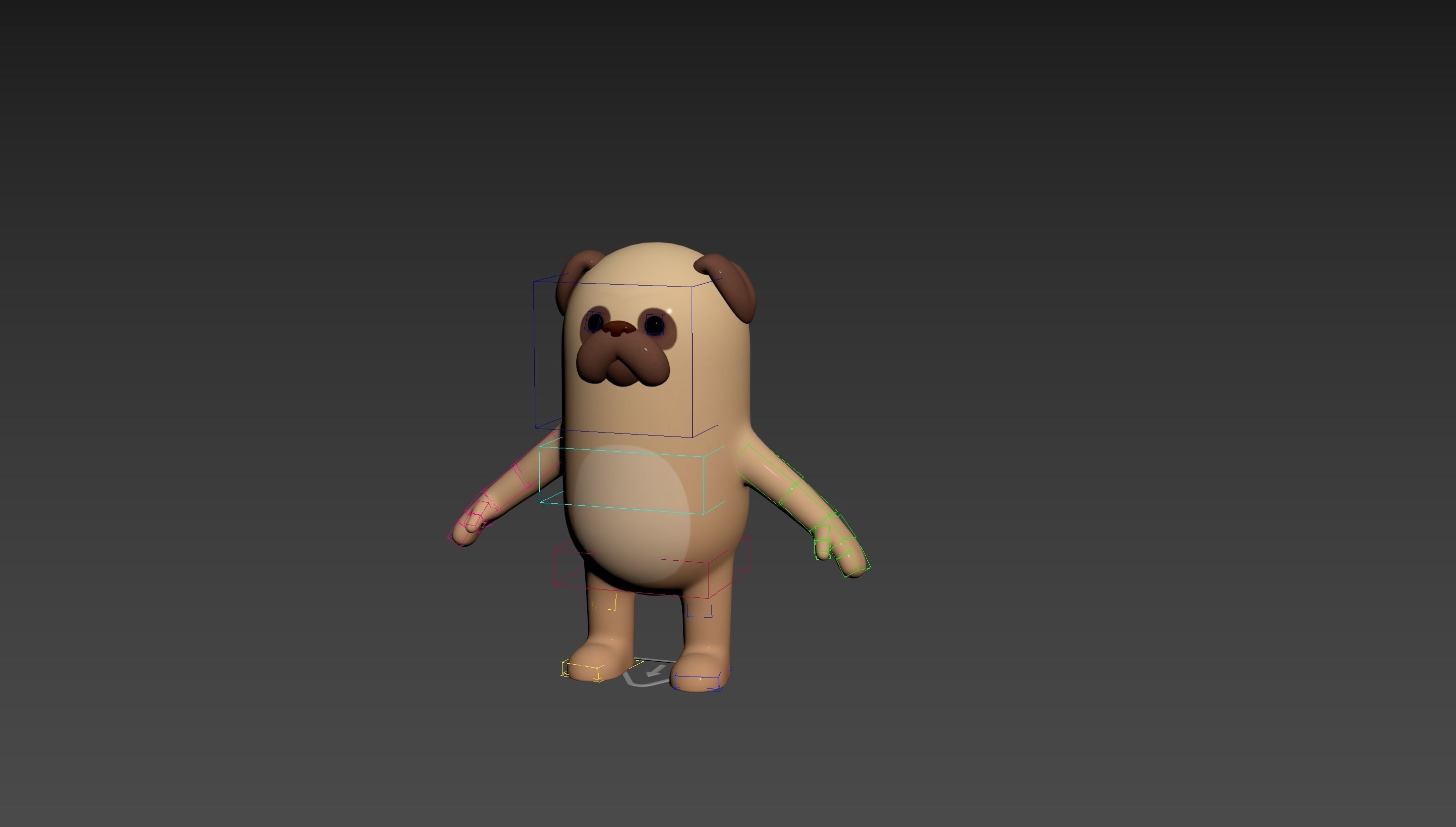 Rigged Pug Dog Character 3D model_12