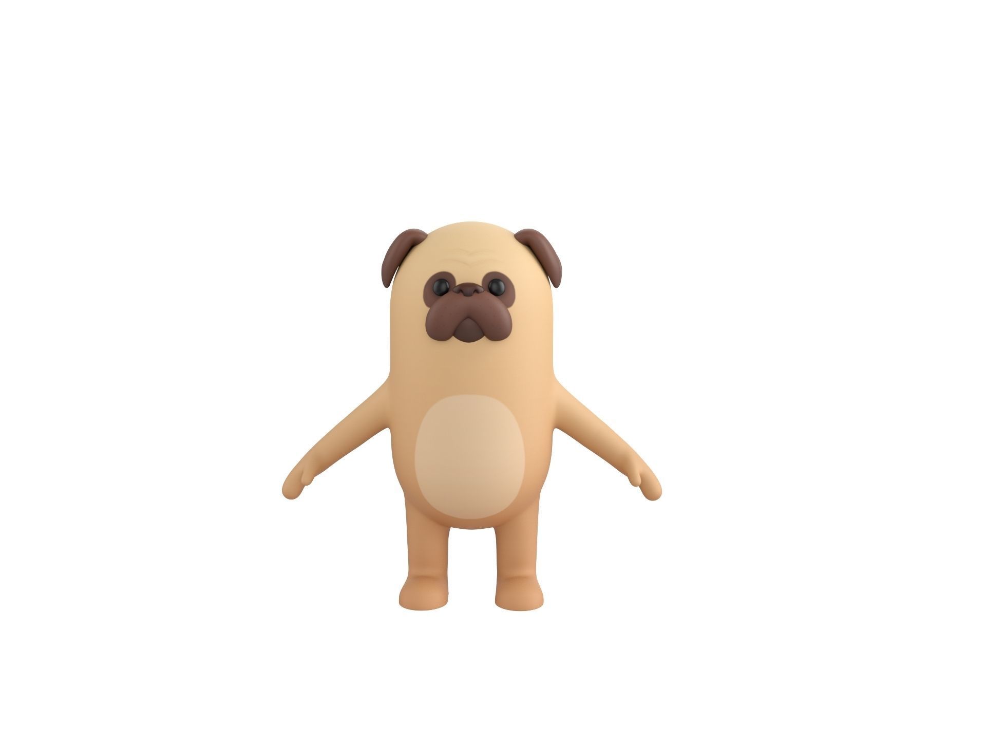Rigged Pug Dog Character 3D model_2