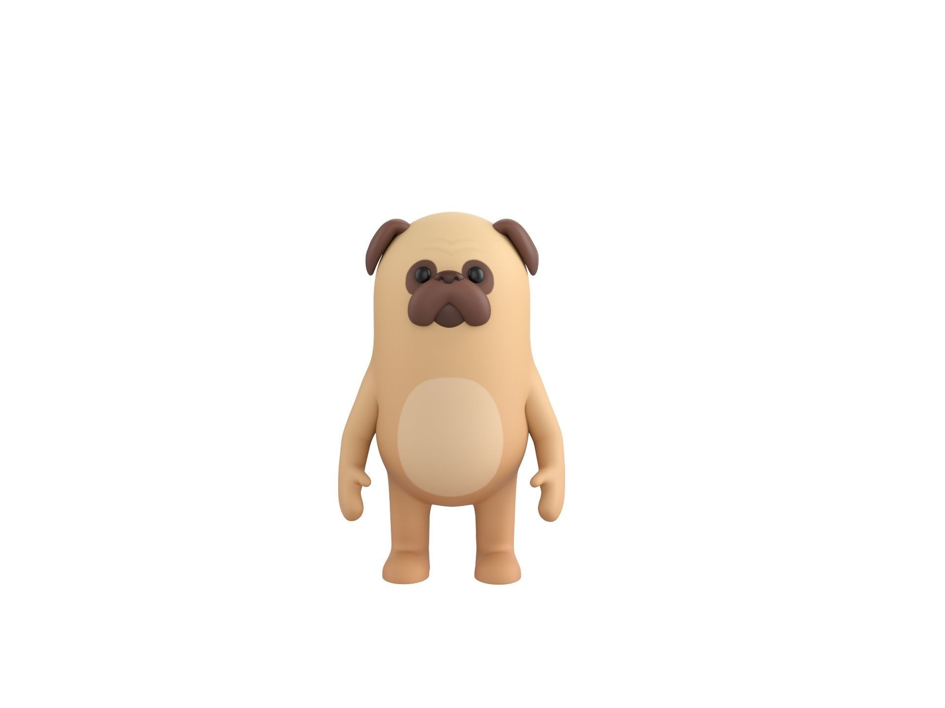 Rigged Pug Dog Character 3D model_3