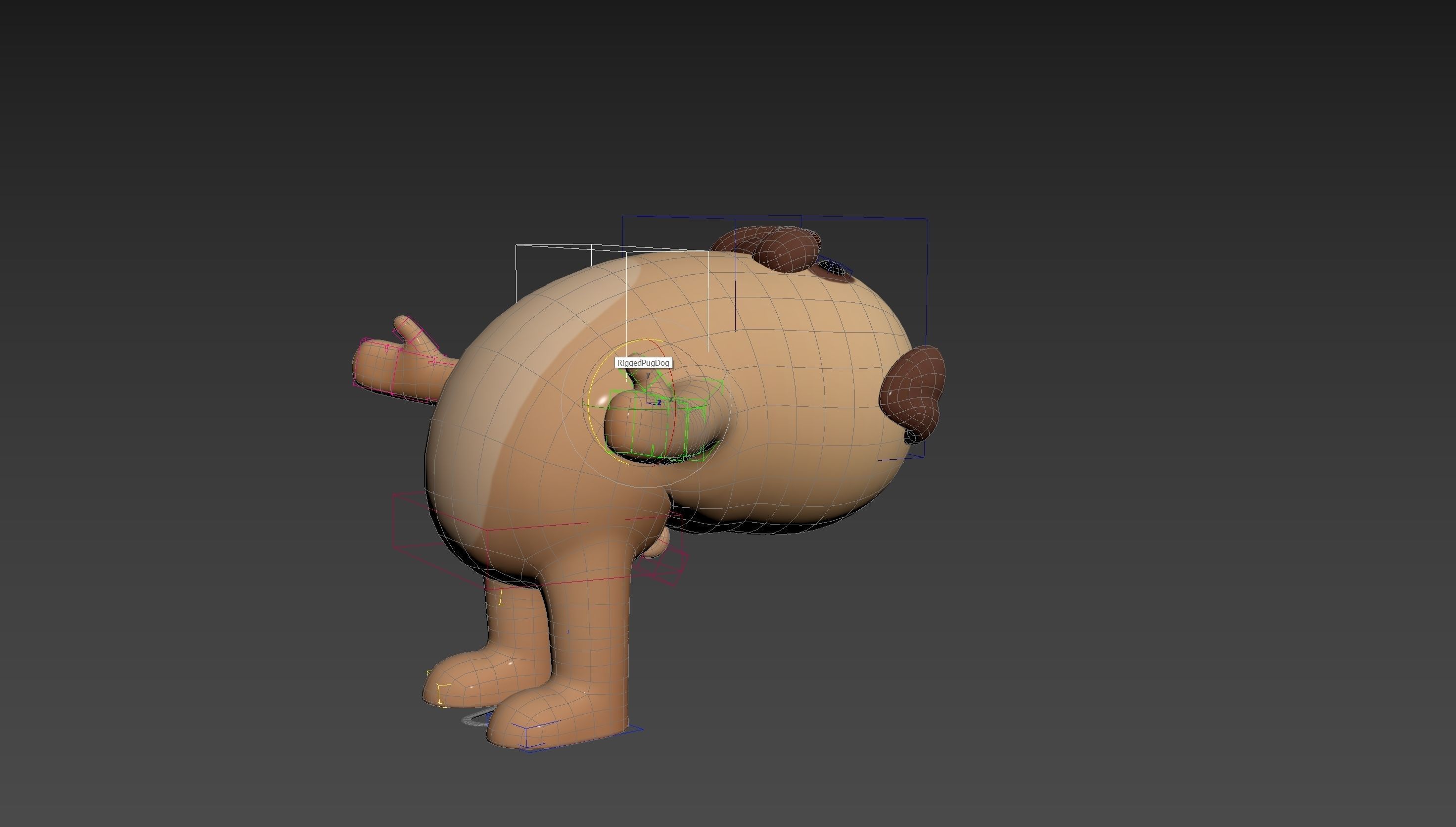 Rigged Pug Dog Character 3D model_25