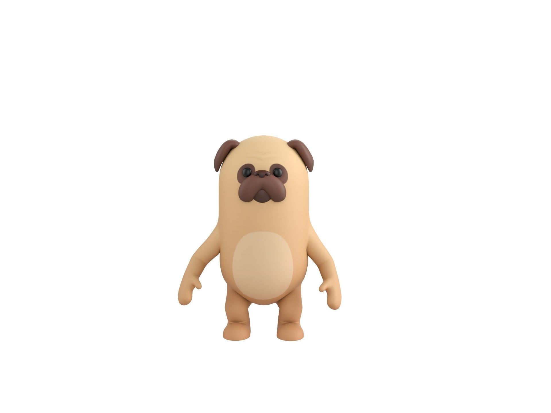 Rigged Pug Dog Character 3D model_4