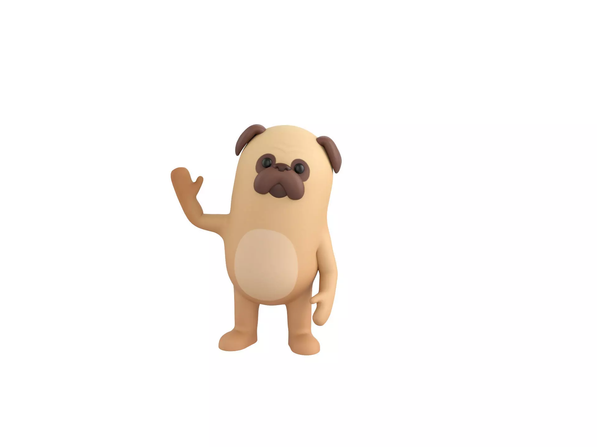 Rigged Pug Dog Character 3D model_0