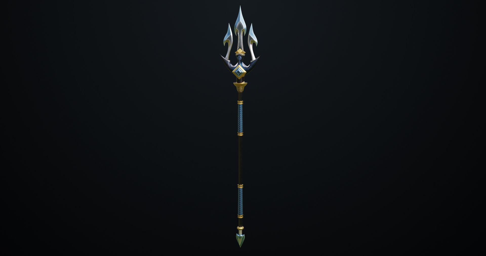 Fantasy Trident 03 All PBR Unity UE Textures Included Low-poly 3D model_6