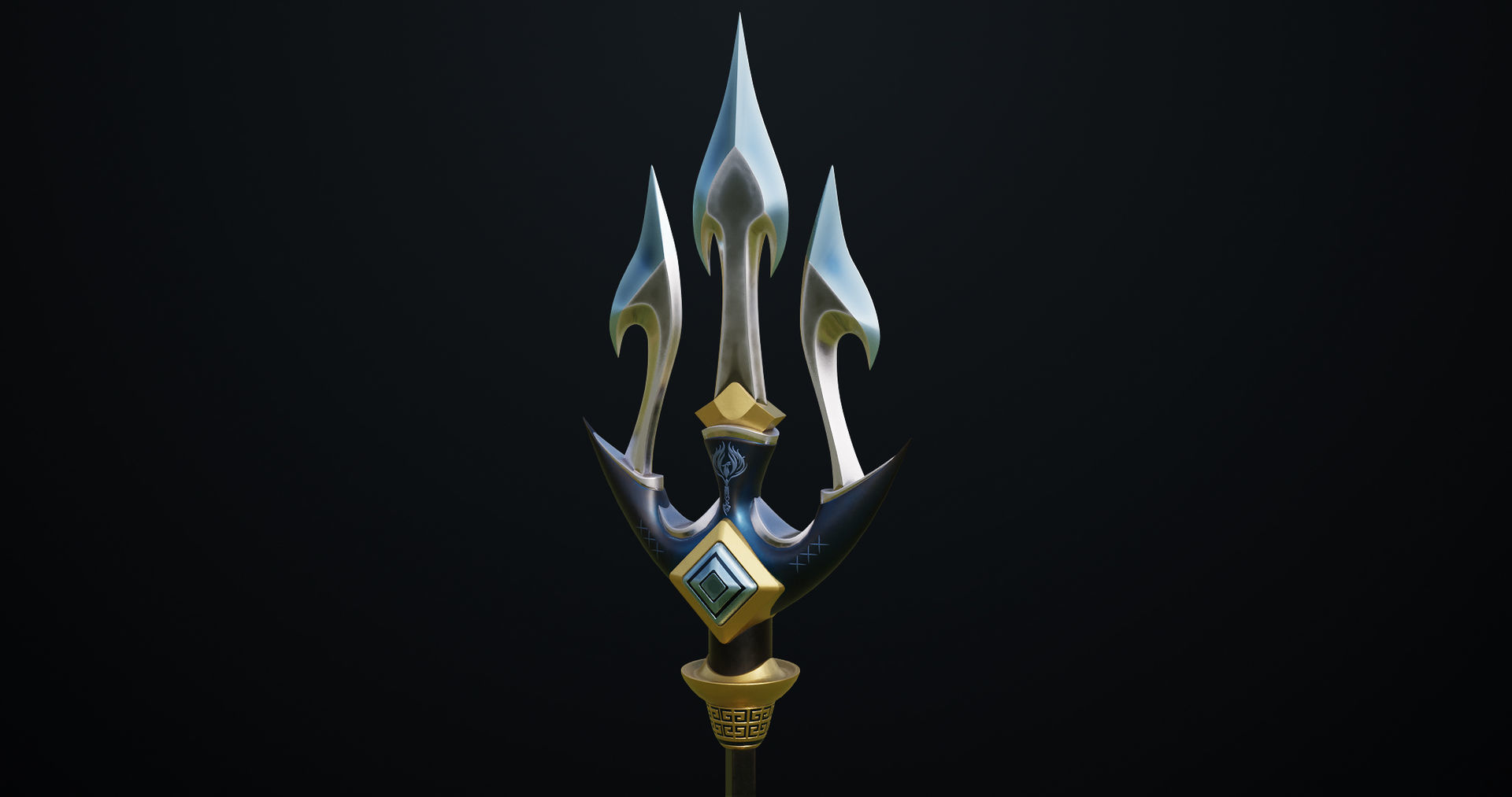 Fantasy Trident 03 All PBR Unity UE Textures Included Low-poly 3D model_13