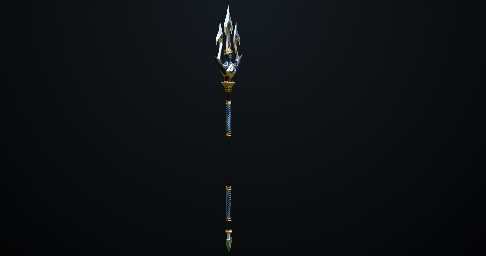Fantasy Trident 03 All PBR Unity UE Textures Included Low-poly 3D model_4