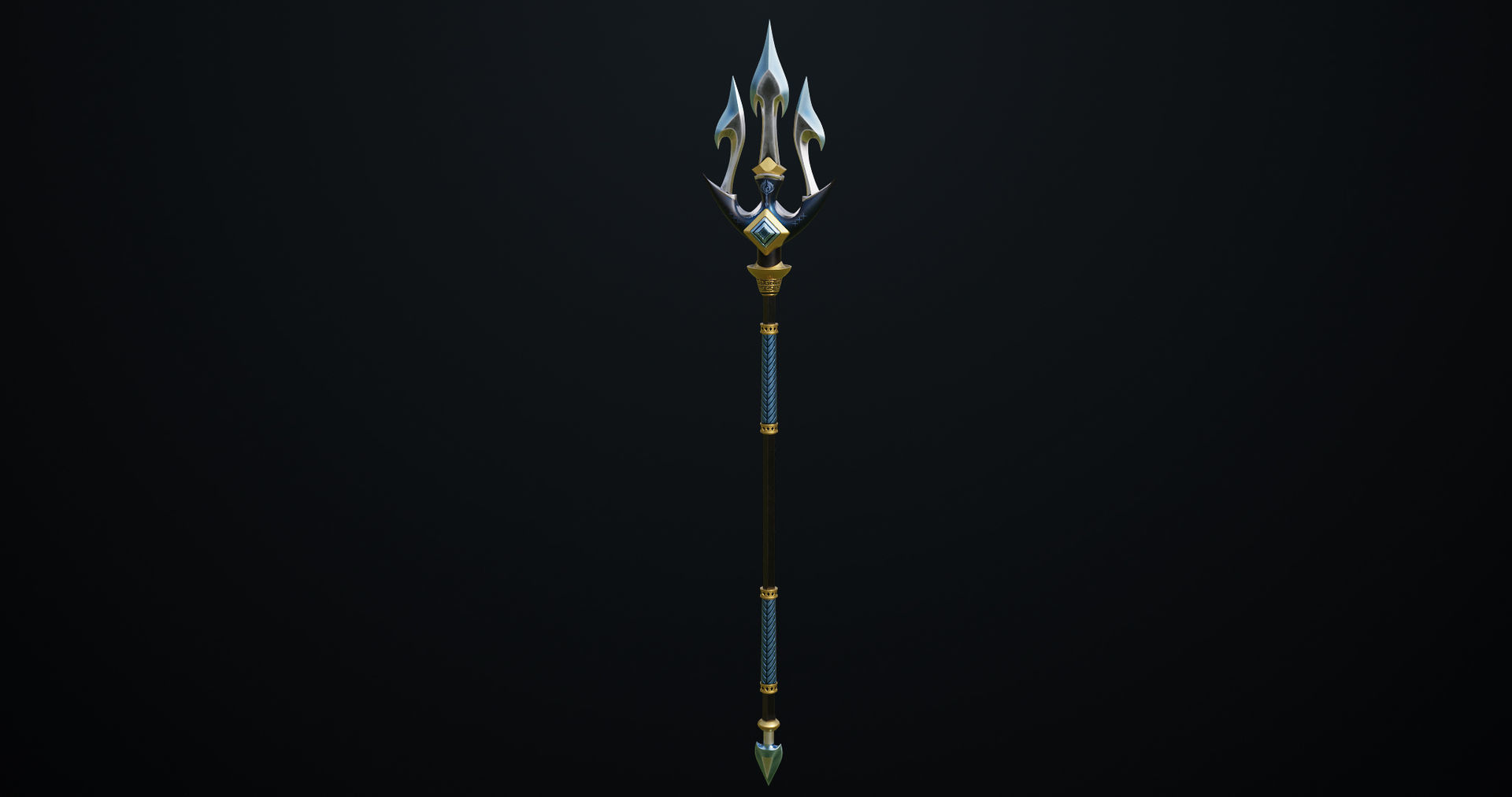 Fantasy Trident 03 All PBR Unity UE Textures Included Low-poly 3D model_7