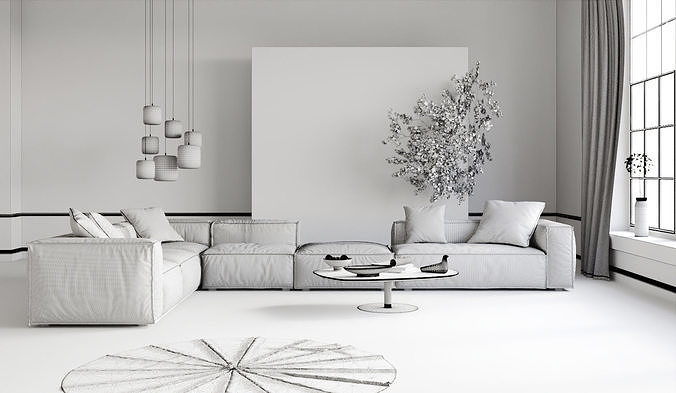 Contemporary Living Room 03 3D model 7