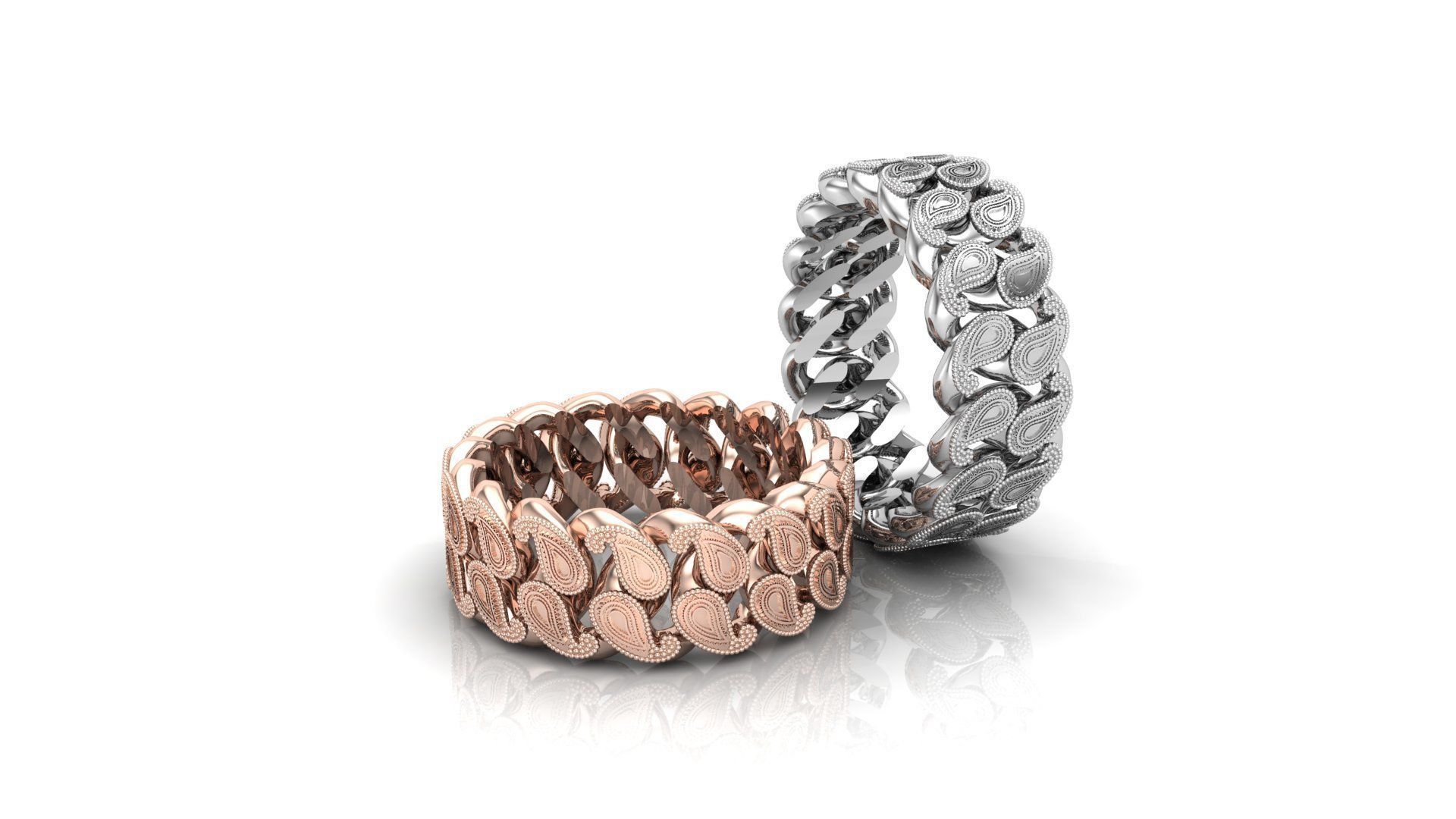 Cuban Link Paisley Brand  Ring  3D print model_1