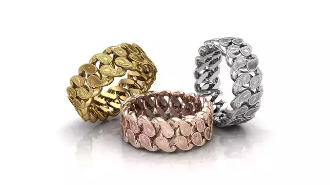 Cuban Link Paisley Brand  Ring  3D print model