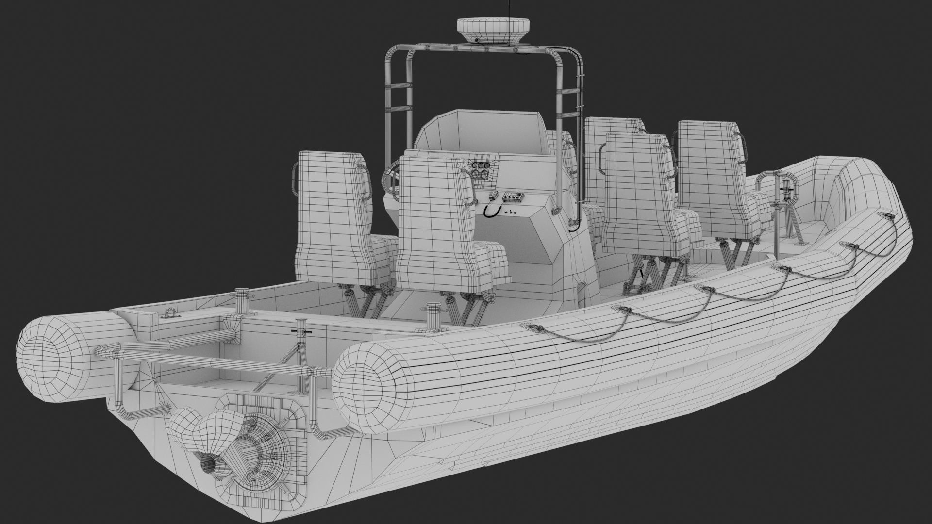 Rigid Hull Inflatable Boat RHIB 3D model_10