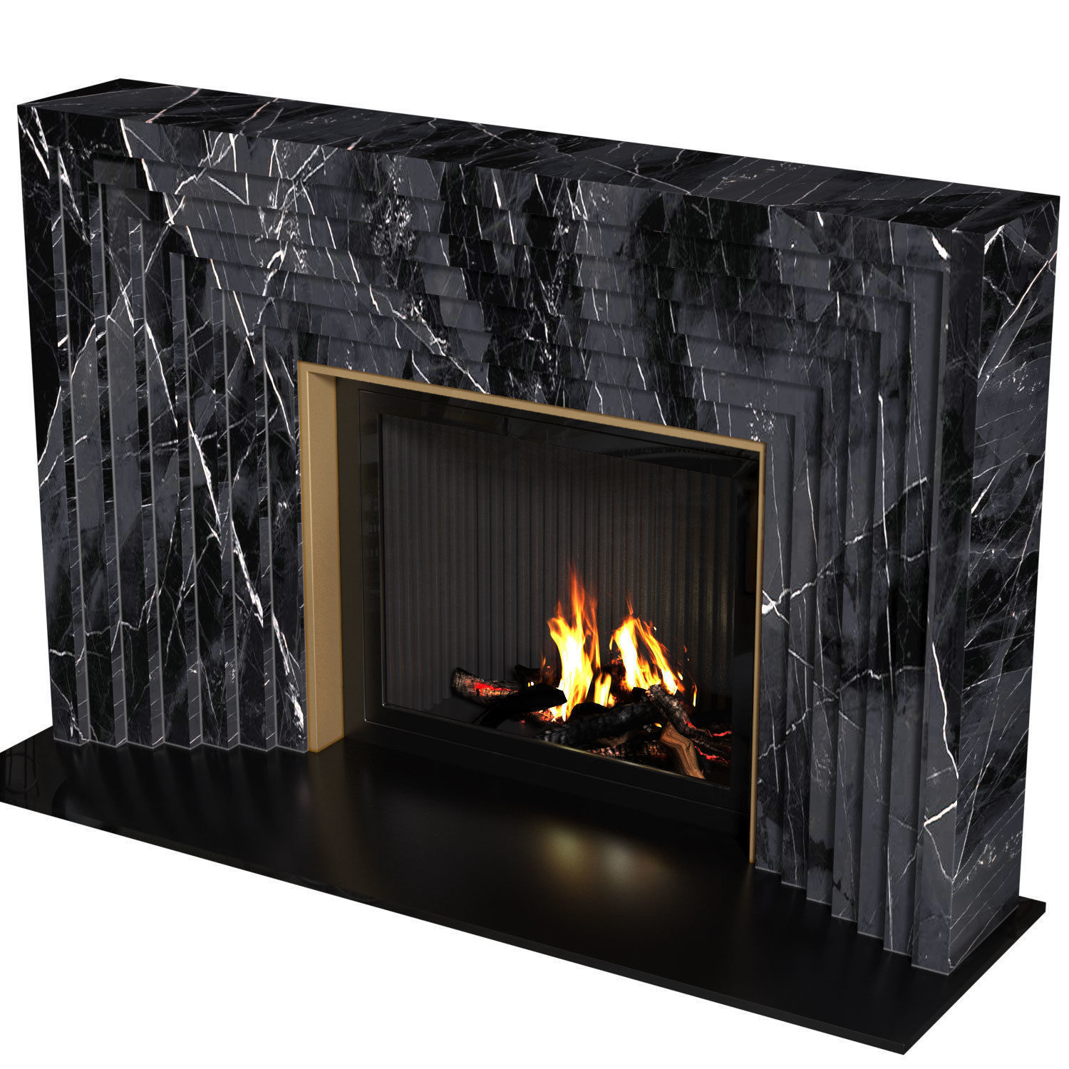 Marble Fireplace modern ArtDeco 3D model_3