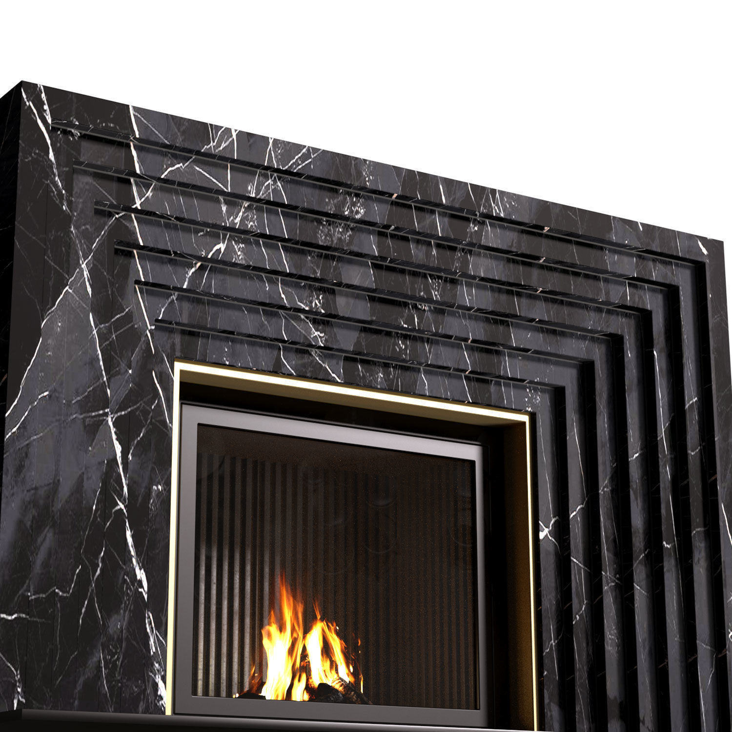 Marble Fireplace modern ArtDeco 3D model_2