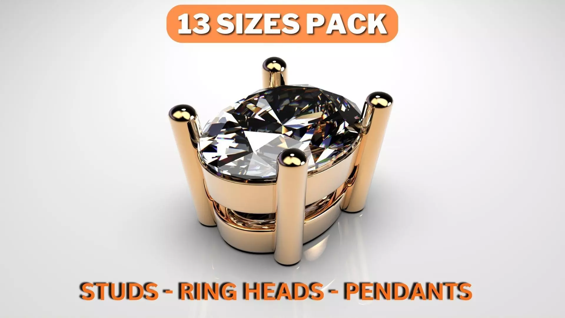 Oval shape 4 prong setting stud earrings or solitaite ring heads 3D print model