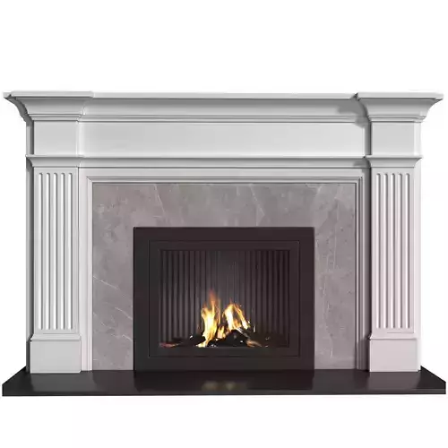 Modern fireplace in classic style with marble