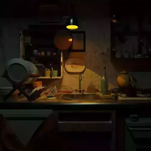 Vintage old Kitchen model with blender file available