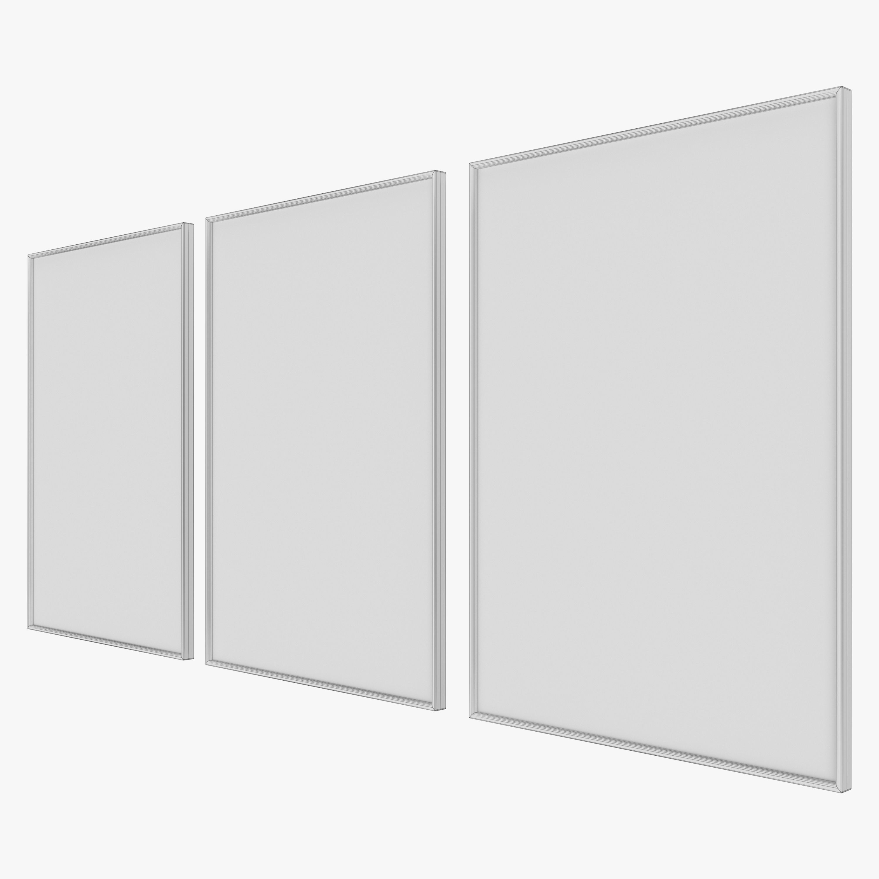 Modern Multicolored Red Blue Abstract Wall Art Canvas Paintings 3D model_6