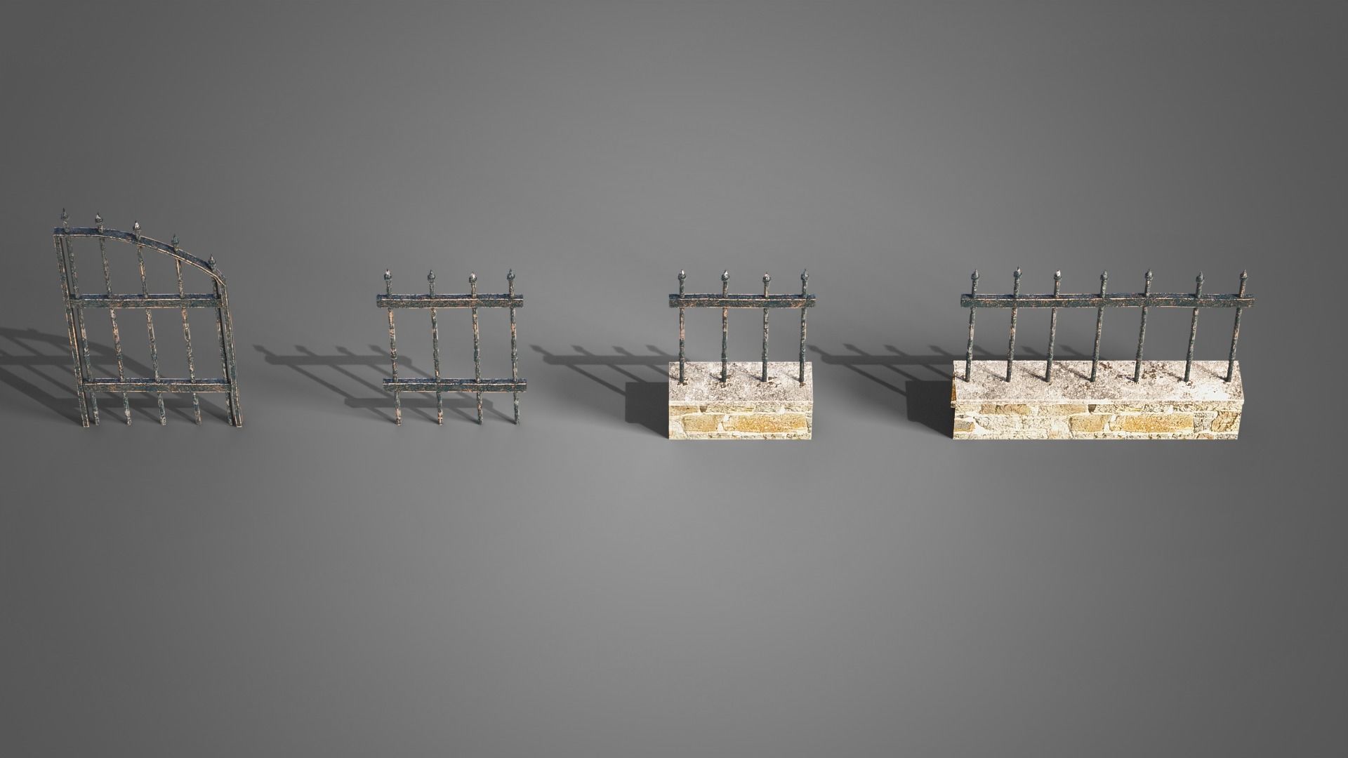 Graveyard set four gravestones Low-poly 3D model_13