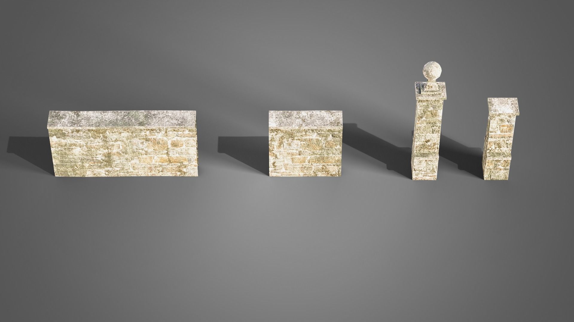 Graveyard set four gravestones Low-poly 3D model_8