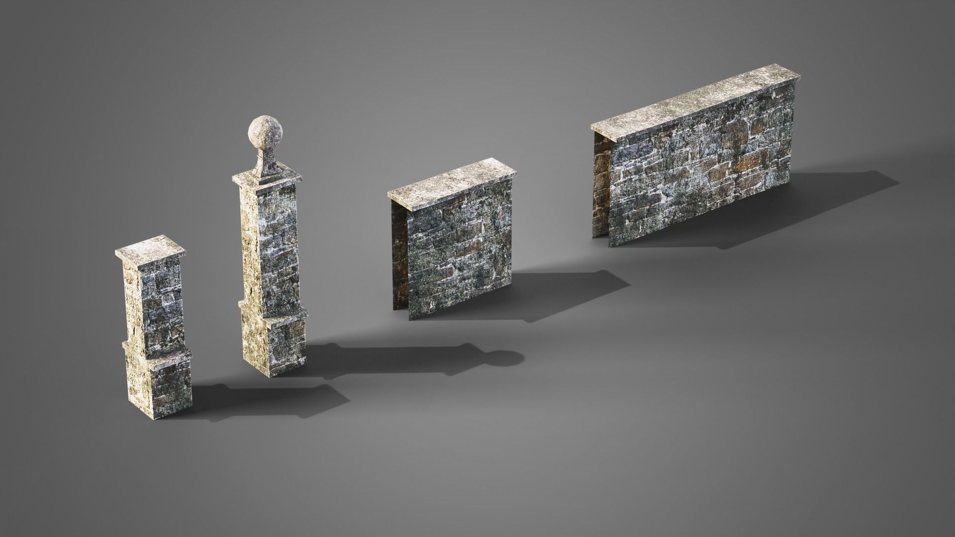 Graveyard set four gravestones Low-poly 3D model_6