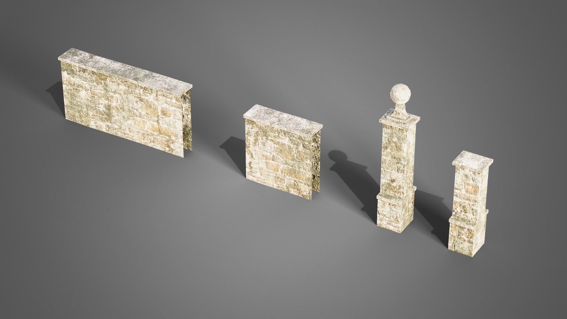 Graveyard set four gravestones Low-poly 3D model_5