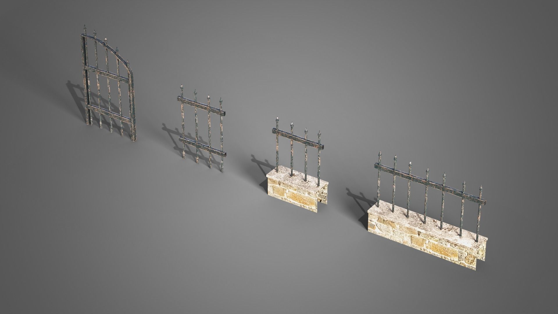 Graveyard set four gravestones Low-poly 3D model_12