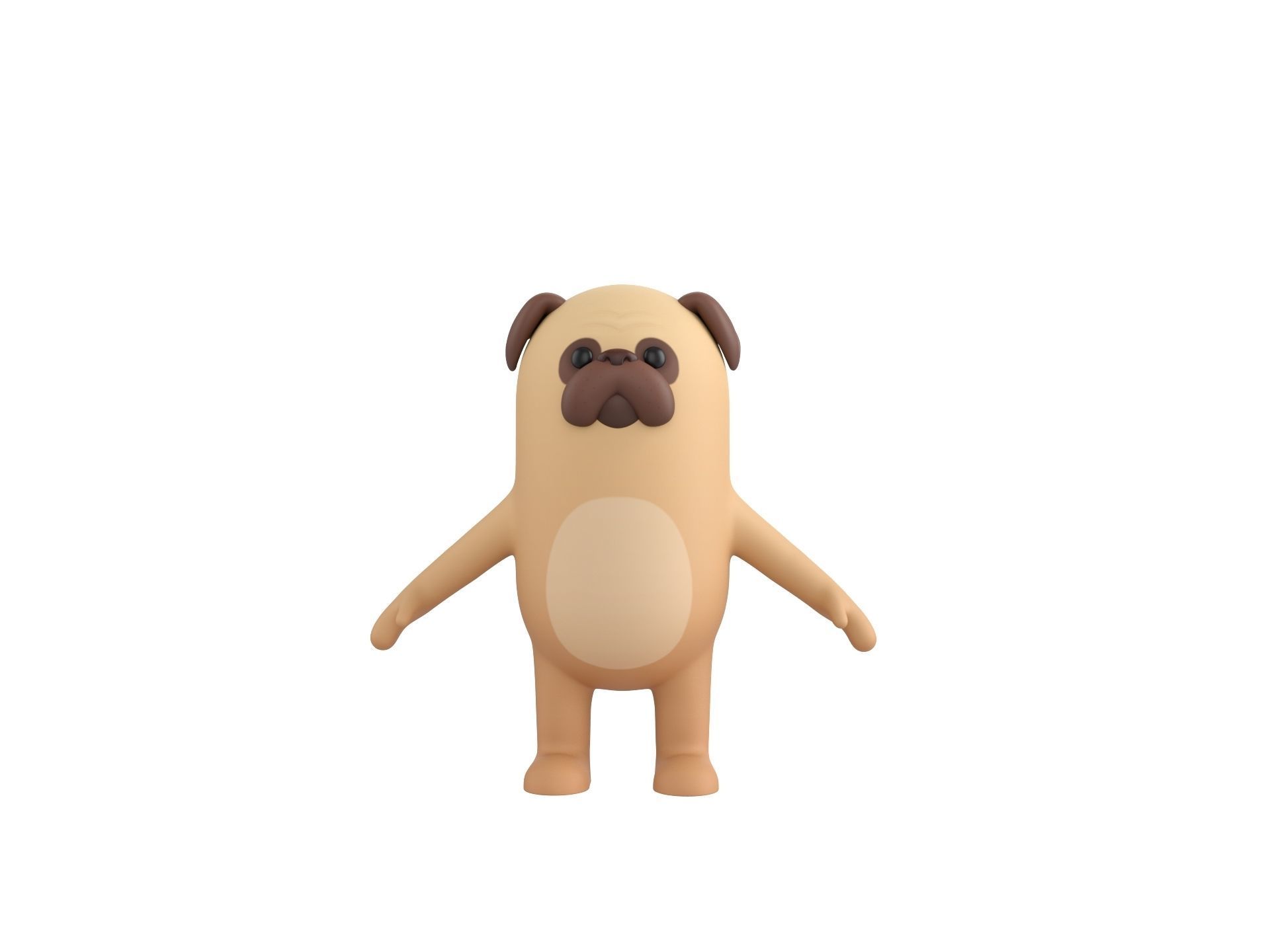 Pug Dog Character 3D model_1