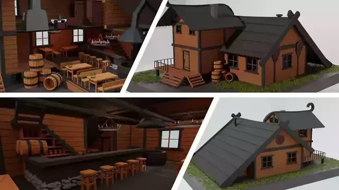 Tavern 3D model Low-poly 3D model