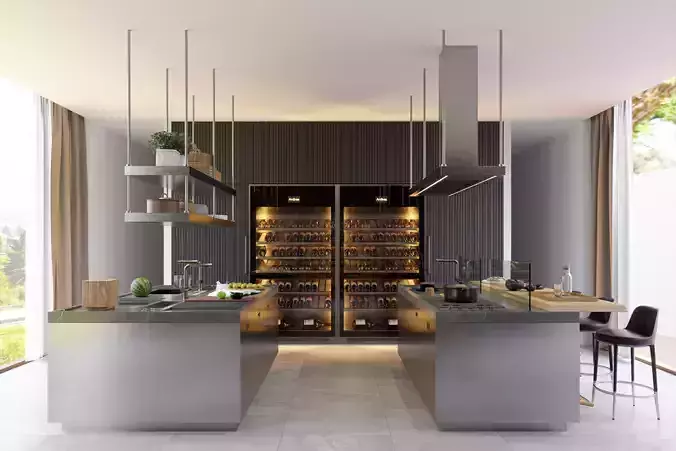 Arclinea - Italia - Double island modern kitchen 3D model